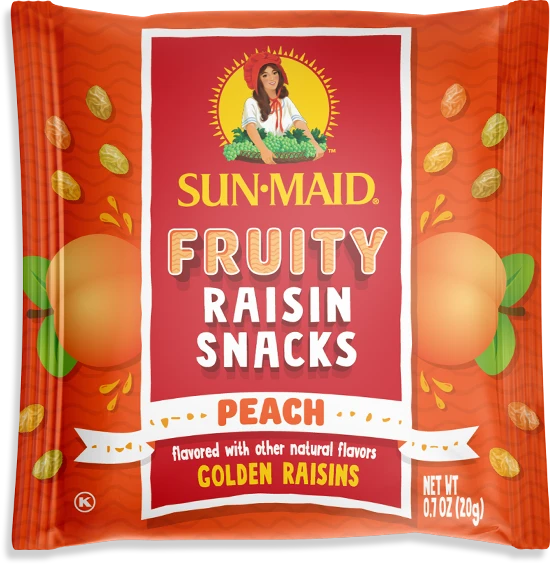 Peach raisin candy