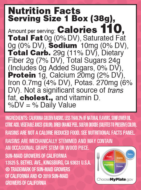 Strawberry Sour Raisin Snacks nutrition facts