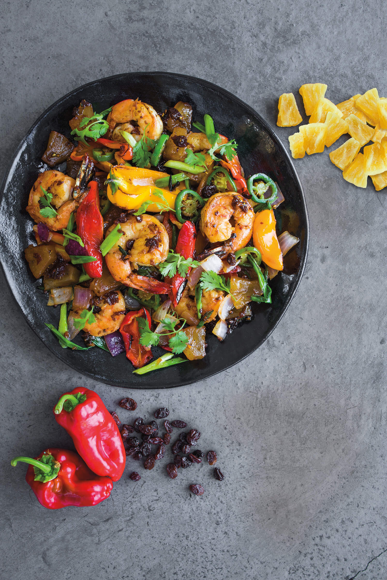 Pineapple and Raisin Shrimp Stir Fry