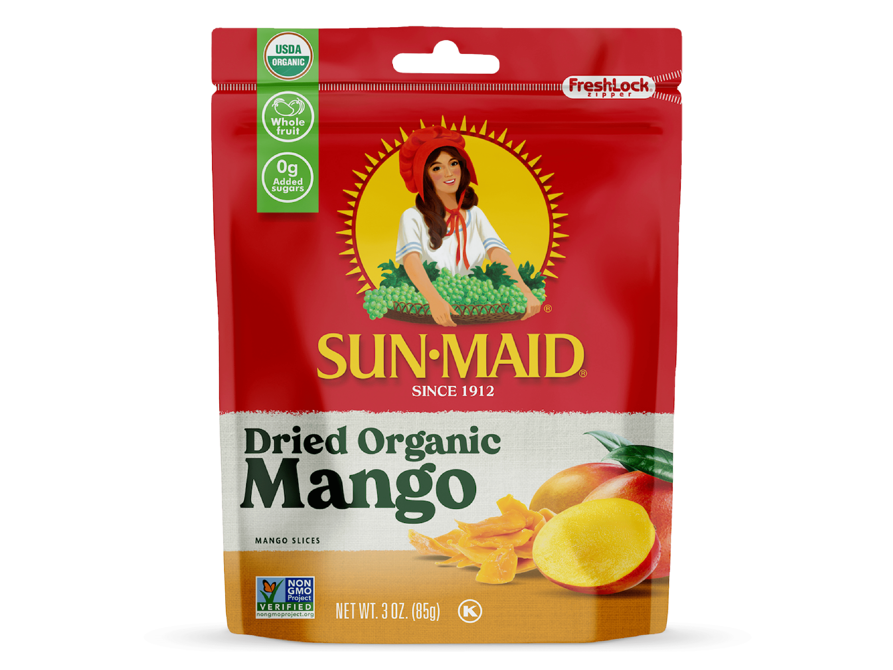 ORGANIC DRIED MANGO 3OZ. BAG_Front