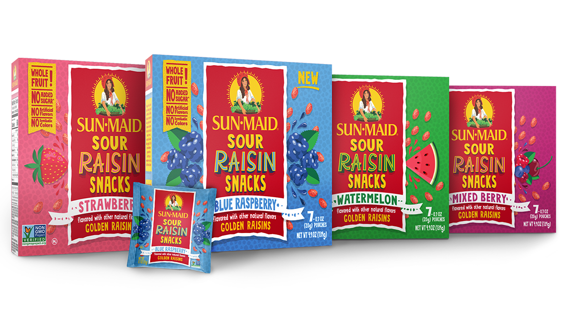 Sour Raisin Snacks SunMaid Fruit Snacks SUNMAID