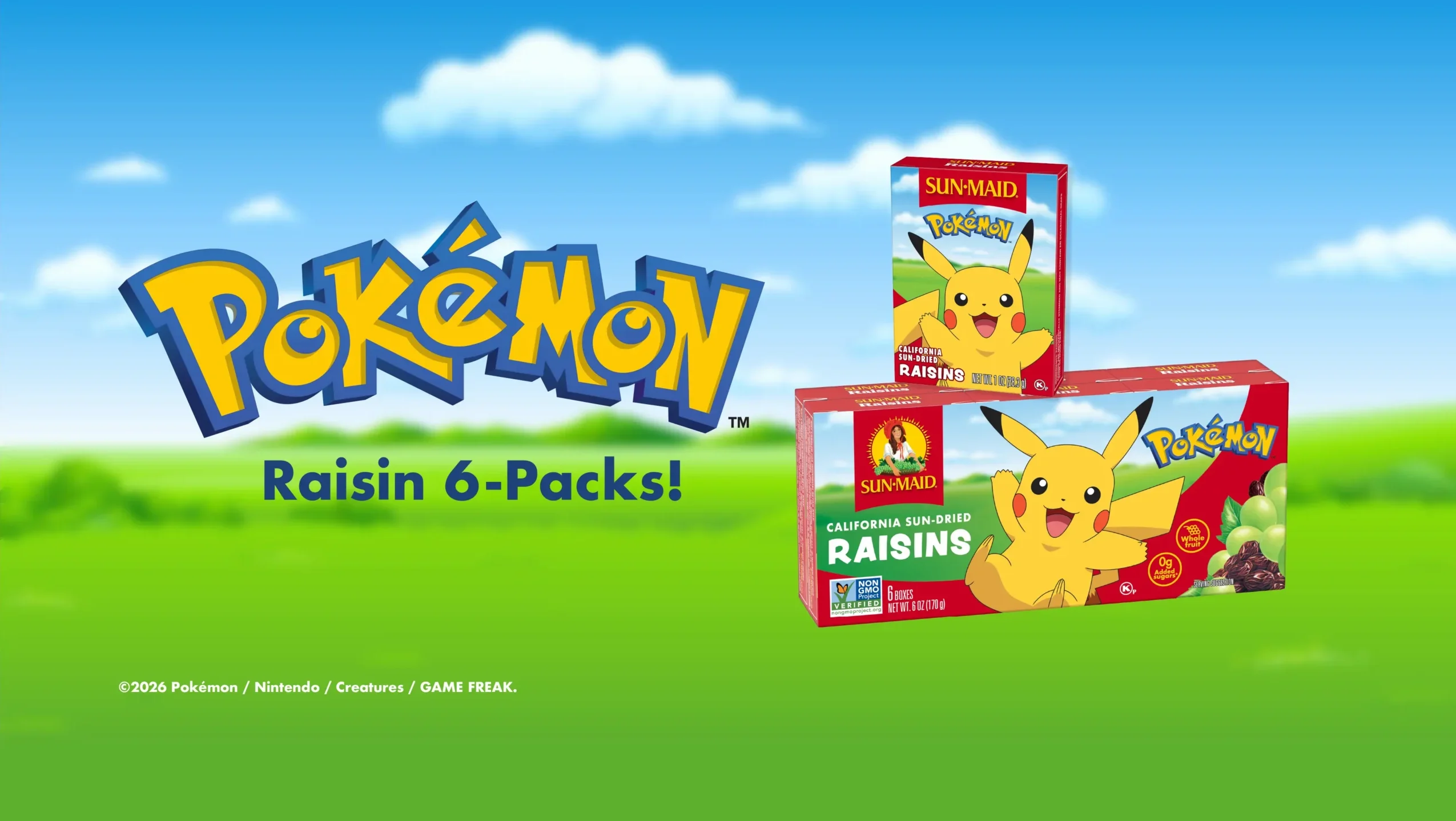Pokémon Raisin 6-Packs! © 2026 Pokémon / Nintendo / Creatures / GAME FREAK.