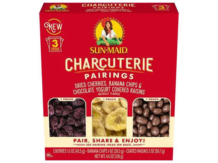 Charcuterie Pairings: Dried Cherries, Banana Chips & Chocolate Yogurt Covered Raisins