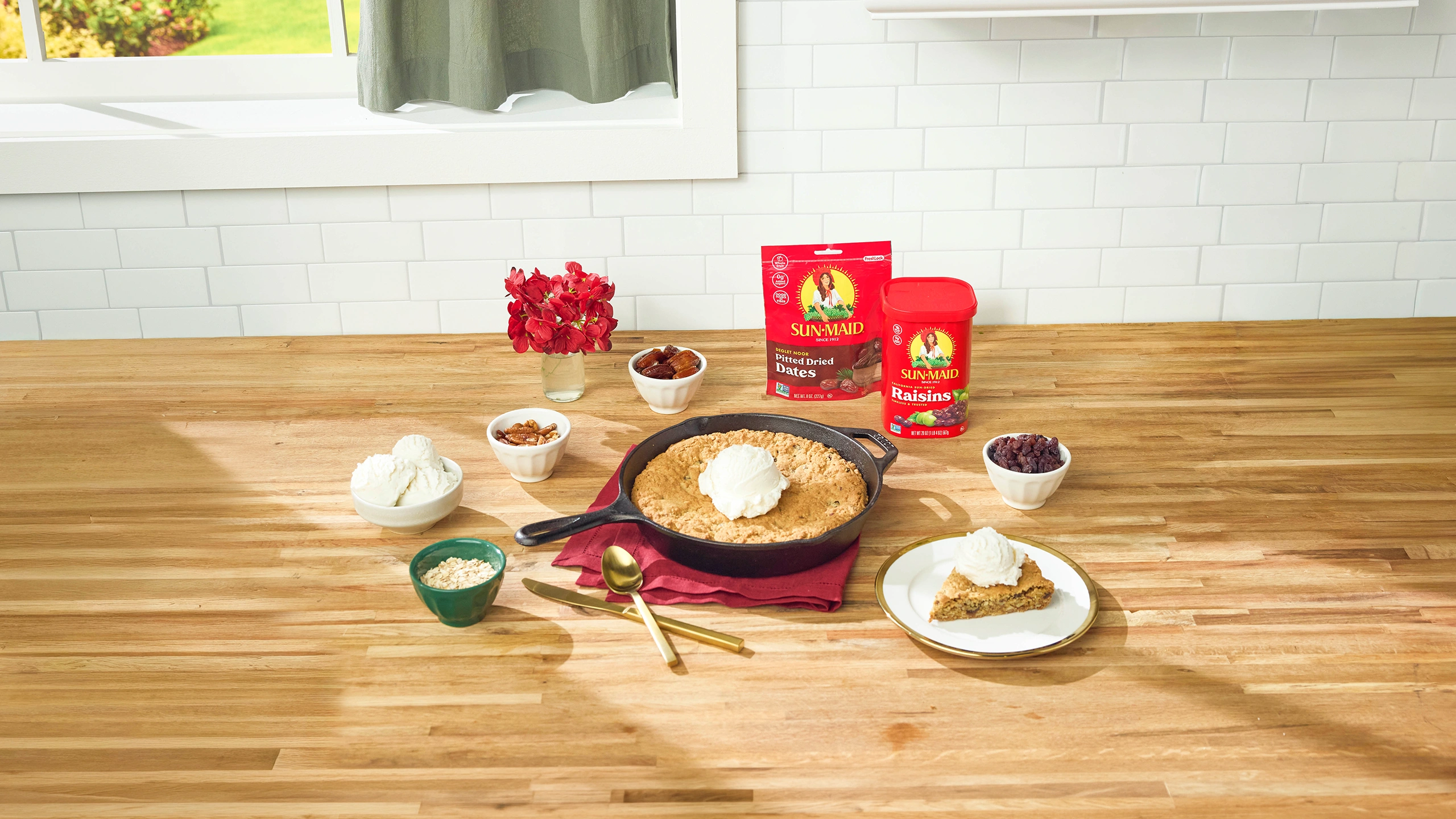 Oatmeal Raisin and Date Cookie Skillet